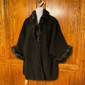 Ambrose Sherpa Faux Fur Trimmed Cardigan Black